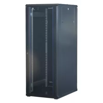 Rockstable 32U 19 colių serverio stovas su stiklinėmis durimis - laisvai pastatomas rėmas - 32U - 800 kg - užrakinamas spyna - montavimo bėgeliai - reguliuojamos kojelės (RS19-6832)