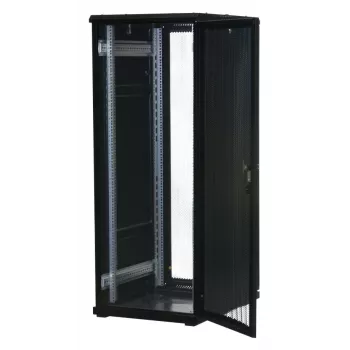 Rockstable 32U 19 inch serverio stovas su tinklinėmis durelėmis - laisvai pastatomas rėmas - 32U - 800 kg - spyna - tvirtinimo bėgeliai - reguliuojamos kojelės (RS19-6832PP)