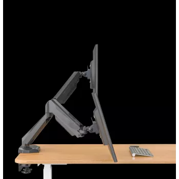 Rockstable RS-MM011B Profesionalus Dvigubo Monitoriaus Stalo Laikiklis - Spaustuvas/Varžtas - 16 kg - 15-32 colių - 100x100 mm - Juodas