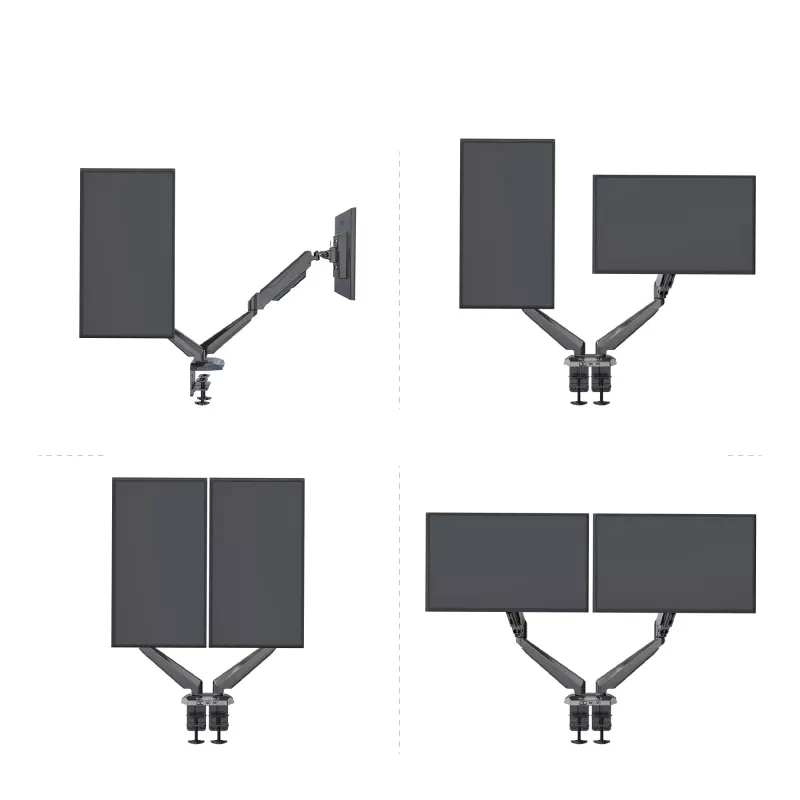 Rockstable RS-MM011B Profesionalus Dvigubo Monitoriaus Stalo Laikiklis - Spaustuvas/Varžtas - 16 kg - 15-32 colių - 100x100 mm - Juodas