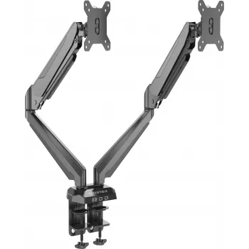 Rockstable RS-MM011B Profesionalus Dvigubo Monitoriaus Stalo Laikiklis - Spaustuvas/Varžtas - 16 kg - 15-32 colių - 100x100 mm - Juodas