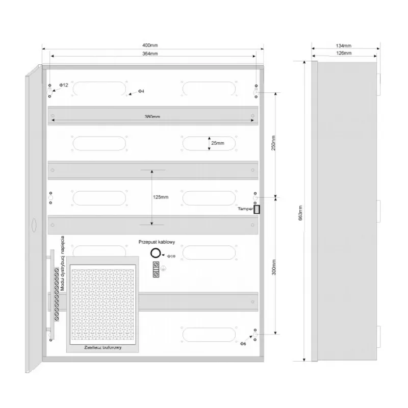 ROGER ME-5-S Sieninis metalinis korpusas prieigos kontrolės sistemoms, IP54, šviesiai pilkas (RAL 7035)