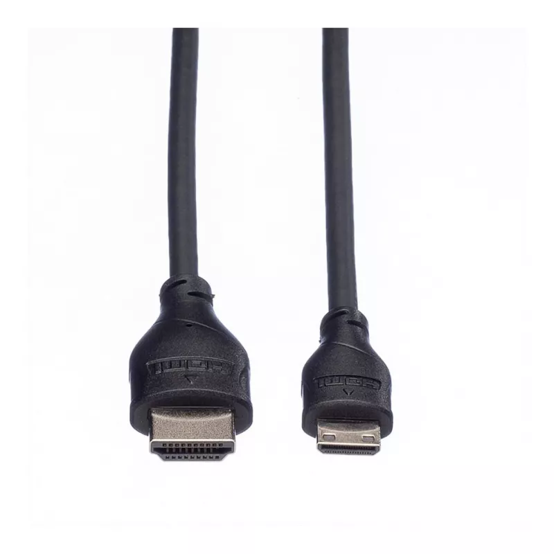 ROLINE HDMI High Speed kabelis su Ethernet, HDMI Type A kištukas į Mini HDMI Type C kištuką, 1 m, juodas