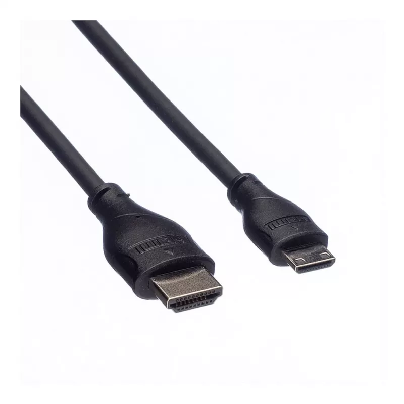 ROLINE HDMI High Speed kabelis su Ethernet, HDMI Type A kištukas į Mini HDMI Type C kištuką, 1 m, juodas