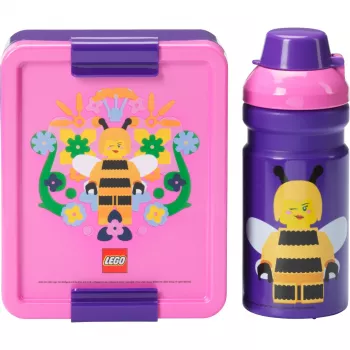 ROOM COPENHAGEN LEGO Lunch Set Bee - 2 dalių rinkinys su gertuvės buteliu ir priešpiečių dėžute, violetinė