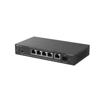 RUIJIE RG-ES206MG-P 6 prievadų Gigabit PoE+ jungiklis su 4 PoE+ prievadais ir 2 SFP lizdais, nevaldomas, montuojamas ant stalo/sienos