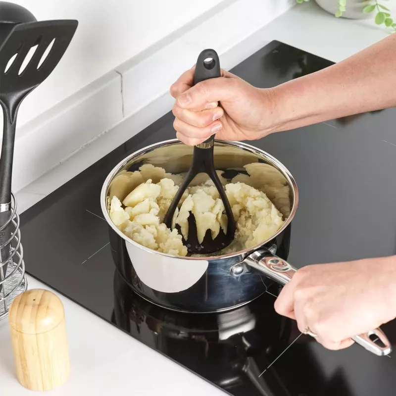 Russell Hobbs RH03026EU7 5 dalių virtuvės įrankių rinkinys su besisukančiu stovu, juodas ir sidabrinis