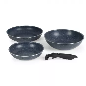 Russell Hobbs RH03296 Nightfall Stone 4 dalių keptuvių rinkinys su nuimamomis rankenomis