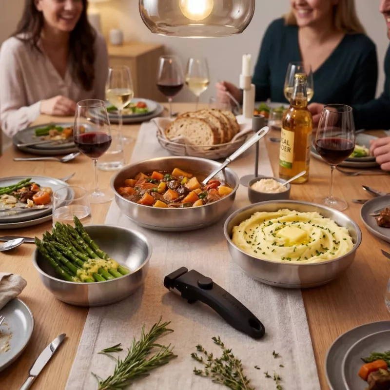 Russell Hobbs RH04033 Nerūdijančio plieno 4 dalių keptuvių rinkinys su Smart Clip rankena