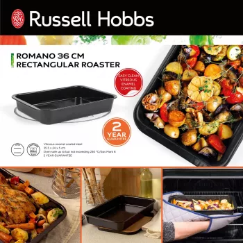 Russell Hobbs Romano 36cm stačiakampė kepimo skarda – anglinis plienas, nelimpanti danga, anglies pilka
