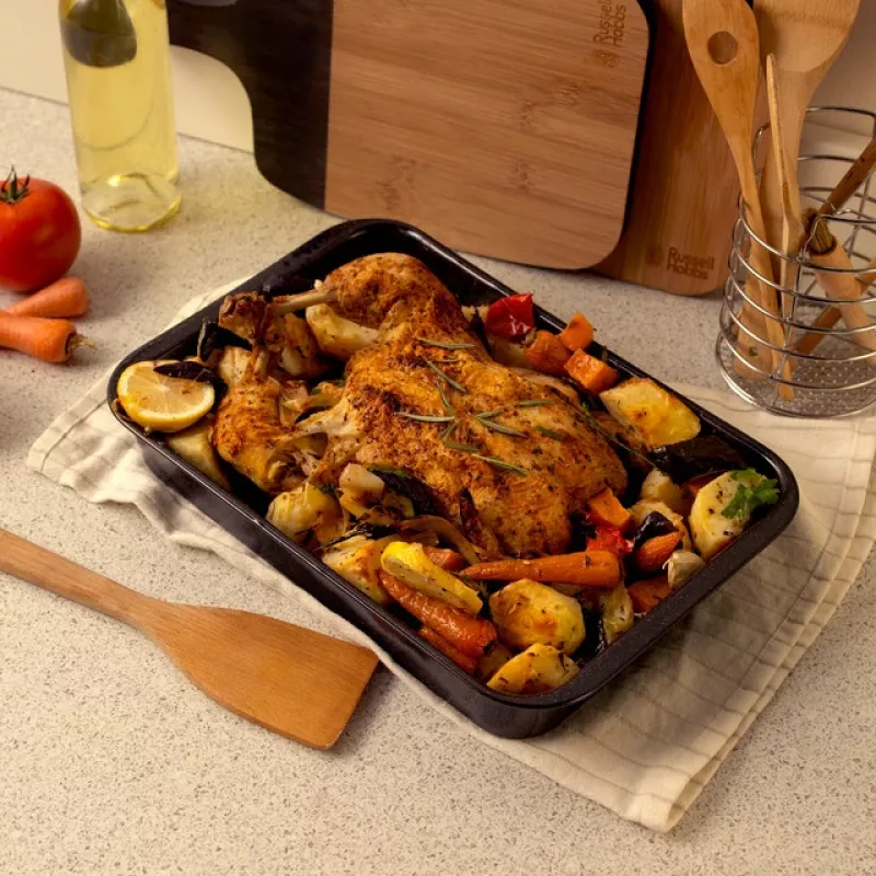 Russell Hobbs Romano 36cm stačiakampė kepimo skarda – anglinis plienas, nelimpanti danga, anglies pilka