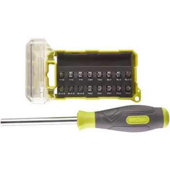 RYOBI Atsuktuvas RSD17PCS su 17 dalių antgalių rinkiniu (Žalia/Pilka)