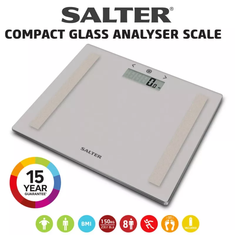 Salter 9113 GFEU12 Compact Glass Analyser svarstyklės voniai, pilka