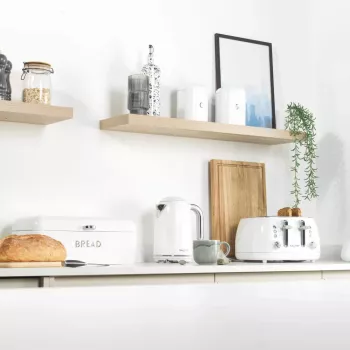 Salter Boston 4 dalių vonios aksesuarų rinkinys ant stalviršio, Ice White