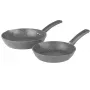 Salter BW09071AR Easy Pour 2 dalių keptuvių rinkinys - 20 cm ir 24 cm, kaltinis aliuminis, PFOA neprideganti danga, tinka indukcinėms kaitlentėms, juoda/pilka