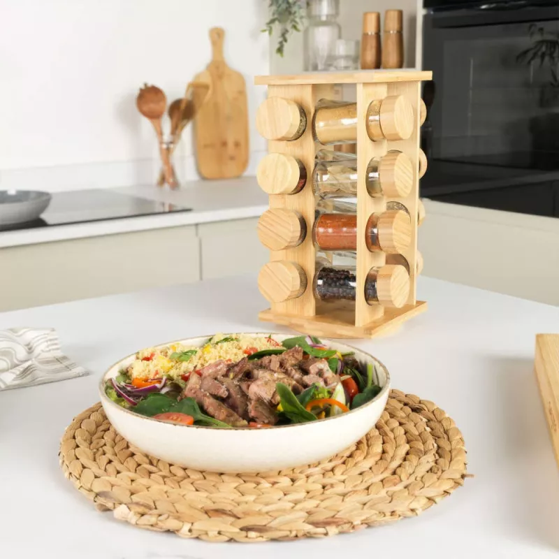 Salter BW127771 Bamboo Rotating Spice Rack su 16 stiklinių indelių