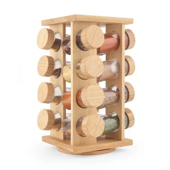 Salter BW127771 Bamboo Rotating Spice Rack su 16 stiklinių indelių