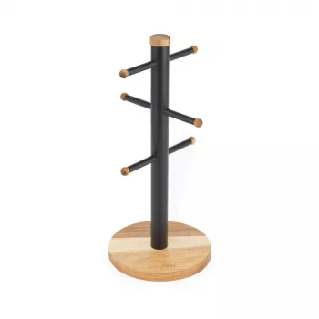 Salter BW1356611EU7 Toronto Mug Tree, Wood/Black