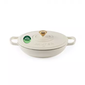 Salter BW13772C Chester 2.8L Shallow Cast Iron Casserole Pot 30 cm, Cream