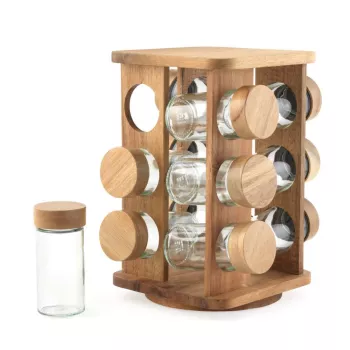 Salter BW14236 Toronto Rotating Spice Rack - 8 stiklinių indelių su nerūdijančio plieno stovu, 360° sukimas, sidabrinis