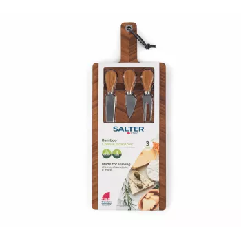 Salter BW14823 Bamboo Cheese Board su 3 dalių peilių rinkiniu