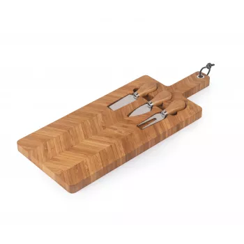 Salter BW14823 Bamboo Cheese Board su 3 dalių peilių rinkiniu