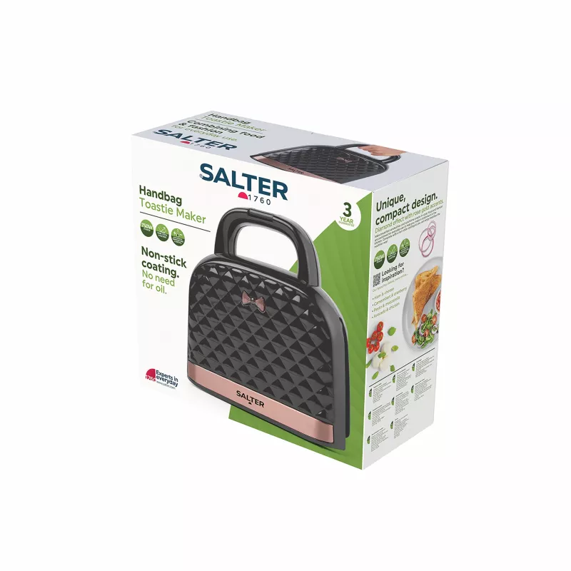 Salter EK3677FVDE Rankinės Formos Sumuštinių Kepimo Aparatas - 750W, 2 Riekučiai, Juoda/Sidabrinė