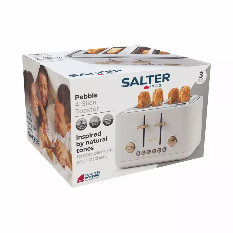 Salter EK5823OBVDE Pebble 4-Slice Toaster – Obsidian Black