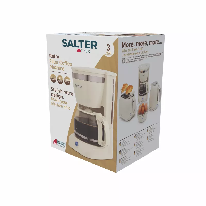 Salter EK6695CRMVDE Retro Kavos Virimo Aparatas 1.25L 900W Kreminis