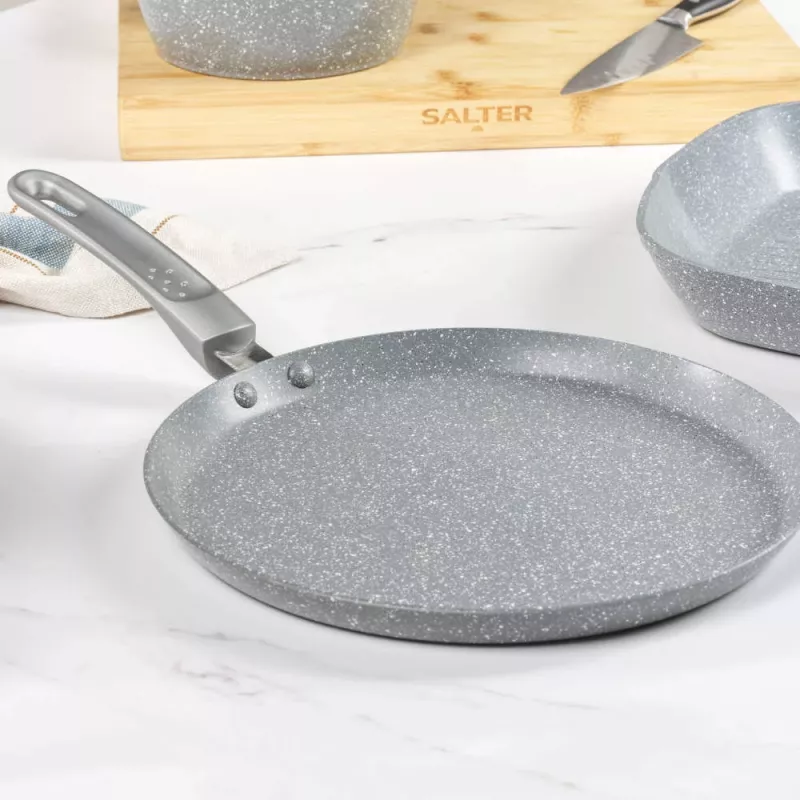 Salter Marblestone 25cm blyninė – itin nelipni, tinka indukcijai, pilka