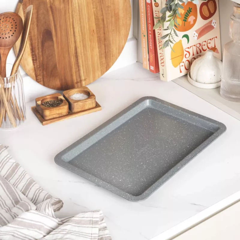 Salter Marblestone 37cm kepimo skarda - nelipni anglinio plieno, pilkas marmuro efektas