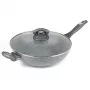 Salter Marblestone Wok 28cm pilka – Kaltinis aliuminis, nelipanti danga, tinka indukcijai