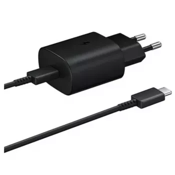 Samsung 25W USB-C Super Fast Charging kelioninis adapteris su USB-C į USB-C laidu - juodas