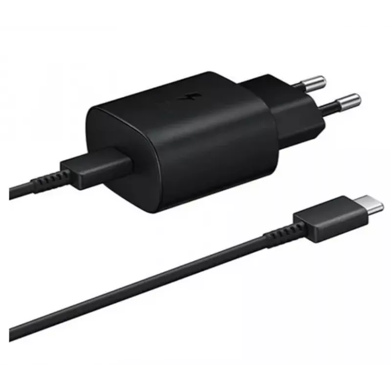 Samsung 25W USB-C Super Fast Charging kelioninis adapteris su USB-C į USB-C laidu - juodas