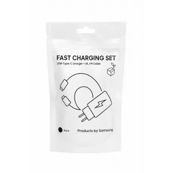 Samsung 25W USB-C Super Fast Charging kelioninis adapteris su USB-C į USB-C laidu - juodas