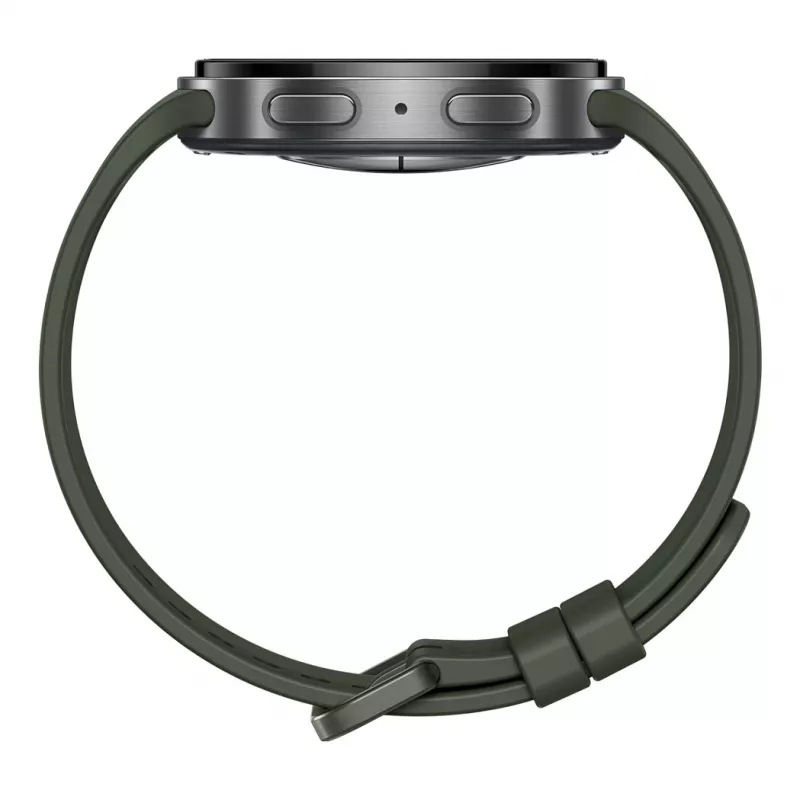 Samsung Galaxy Watch9 LTE 44 mm sidabrinis išmanusis laikrodis su alyvuogių spalvos sportiniu dirželiu M/L