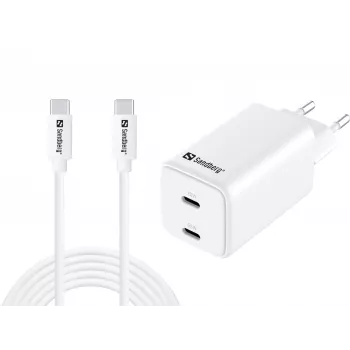 Sandberg AC Charger USB-C PD65W EU 3M (441-76) – 65 W USB-C PD sieninis įkroviklis su EU kištuku, juodas
