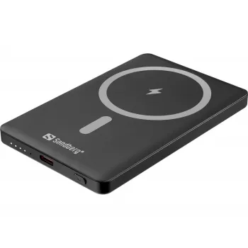 Sandberg Magnet Powerbank 5000 Saver – 5000 mAh, 20W Power Delivery, juoda