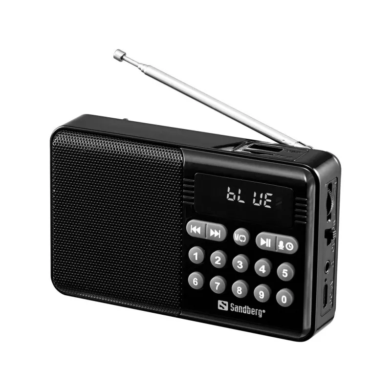 SANDBERG Speaker Radio FM+BT Recharge nešiojamas Bluetooth garsiakalbis su FM radiju, AUX, USB, MicroSD, 6W, juodas