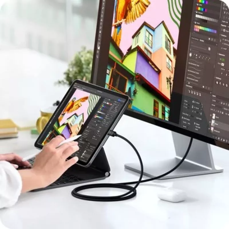 SATECHI Thunderbolt 5 Pro Cable 1m USB-C į USB-C – 120Gbps, 240W, juodos spalvos