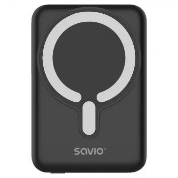 Savio BA-12 belaidis magnetinis power bank 10000 mAh juodas