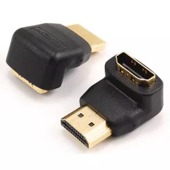 SBOX AD.HDMI-F/M-90/R 90 laipsnių HDMI adapteris (vyriškas–moteriškas), 4K 60Hz, auksu dengtas, juodas