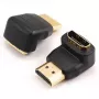 SBOX AD.HDMI-F/M-90/R 90 laipsnių HDMI adapteris (vyriškas–moteriškas), 4K 60Hz, auksu dengtas, juodas