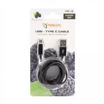 SBOX USB-TYPEC-15B USB-A į USB-C laidas 1,5 m, juodos gervuogės spalvos