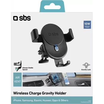 SBS TESUPWIR10CLIPSTG 10W belaidis automobilinis kroviklis laikiklis – juodas