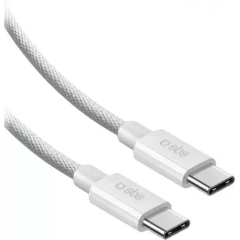 SBS USB-C į USB-C pintas nailoninis laidas 2 m, 100 W, baltas