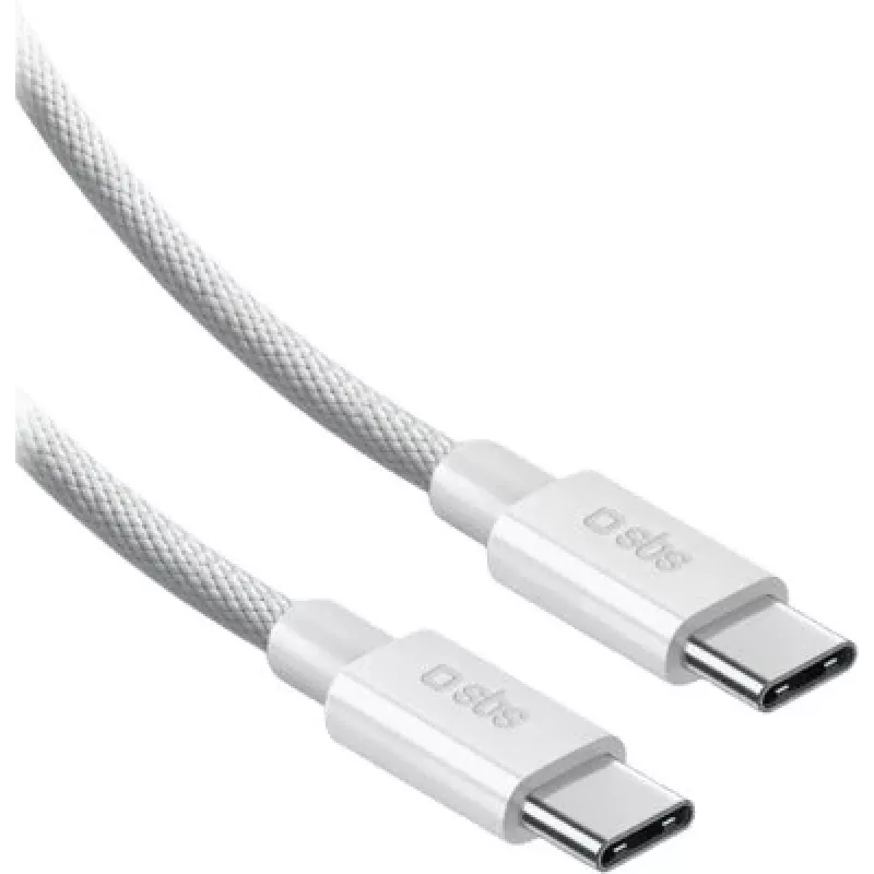 SBS USB-C į USB-C pintas nailoninis laidas 2 m, 100 W, baltas