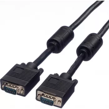 SECOMP STANDARD SVGA kabelis HD15 su feritais, ST-ST, juodas, 10 m (S3618)
