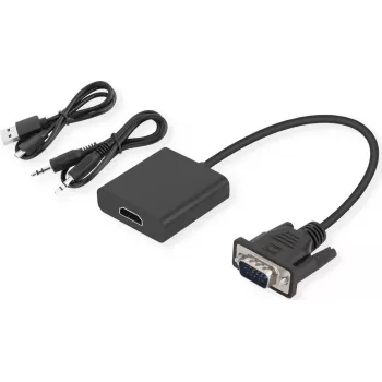 SECOMP STANDARD VGA + Audio į HDMI adapterio kabelis, 0,23 m, juodas S3211