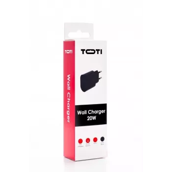 SEEK TOTI 20W USB-C PD greitas sieninis įkroviklis, juodas